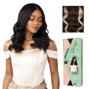 Sensationnel Glamzy Lace Part Wig – Aria Glueless Hand Tied Wider V Parting Synthetic Hair (1 JETBLACK)(MP/CARAMEL)