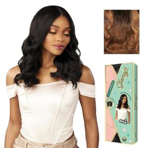 Sensationnel Glamzy Lace Part Wig – Aria Glueless Hand Tied Wider V Parting Synthetic Hair (1 JETBLACK)(MP/HAZEL)