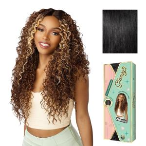 Sensationnel Glamzy Lace Part Wig – Zinnia Glueless Hand Tied Wider V Parting Synthetic Hair (1 JETBLACK)(1 JETBLACK)