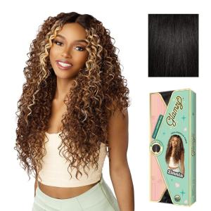 Sensationnel Glamzy Lace Part Wig – Zinnia Glueless Hand Tied Wider V Parting Synthetic Hair (1 JETBLACK)(1B OFFBLACK)