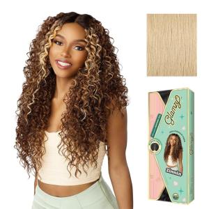 Sensationnel Glamzy Lace Part Wig – Zinnia Glueless Hand Tied Wider V Parting Synthetic Hair (1 JETBLACK)(BEIGEBLONDE)