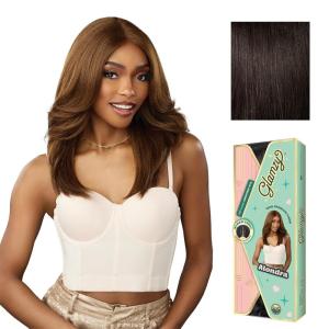 Sensationnel Glamzy Lace Part Wigs – Alondra Glueless Hand Tied Wider Parting Synthetic Hair (1 JETBLACK)(2 DARKBROWN)