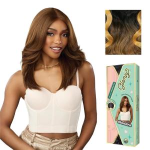 Sensationnel Glamzy Lace Part Wigs – Alondra Glueless Hand Tied Wider Parting Synthetic Hair (1 JETBLACK)(MP/GOLD)