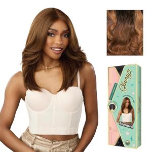 Sensationnel Glamzy Lace Part Wigs – Alondra Glueless Hand Tied Wider Parting Synthetic Hair (1 JETBLACK)(MP/HAZEL)