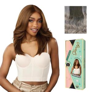 Sensationnel Glamzy Lace Part Wigs – Alondra Glueless Hand Tied Wider Parting Synthetic Hair (1 JETBLACK)(MP/SILVERGRAY)