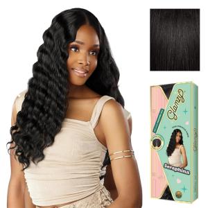 Sensationnel Glamzy Lace Part Wigs – Seraphina Glueless Hand Tied Wider V Parting Synthetic Hair (1 JETBLACK)(1B OFFBLACK)