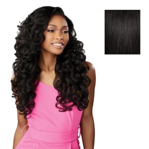 Sensationnel Instant Weave Half Wig – 23 Synthetic Blendwig Adjustable Drawstring for Seamless Hair Blending (1 JETBLACK)(1B OFFBLACK)