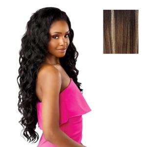 Sensationnel Instant Weave Half Wig – 24 Synthetic Blendwig Adjustable Drawstring for Seamless Hair Blending (1 JETBLACK)(BALAYAGEMOCHA)