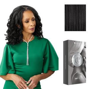 Sensationnel Platinum Glow 13X6 Wig – Coraline Lacefrontal Glueless human hair blend Preplucked Hairline (1 JETBLACK)(SLATEGRAY)