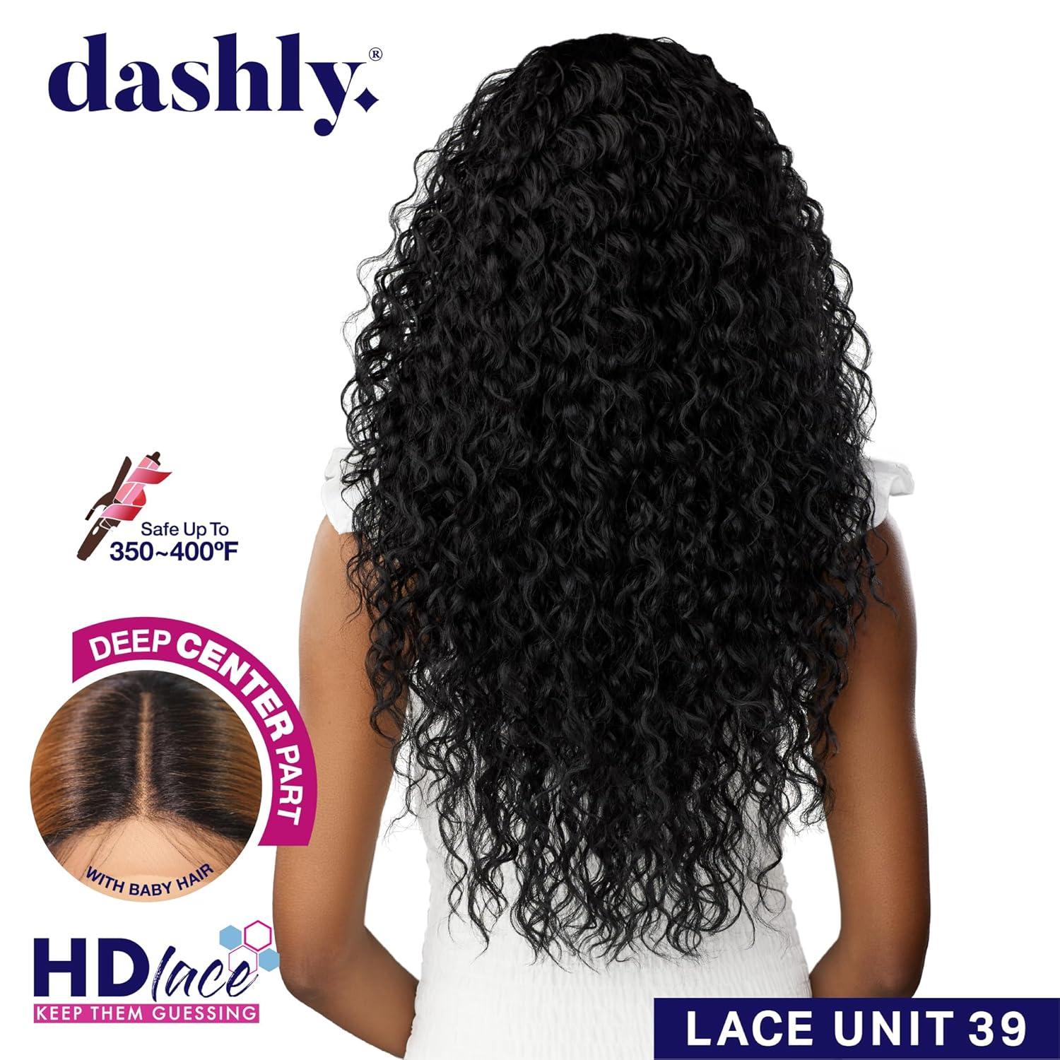 imageSensationnel Dashly Lace Front Wig Unit 39 Hand Tied Laceparting Ear to Ear Synthetic 1 JETBLACK1B OFFBLACK