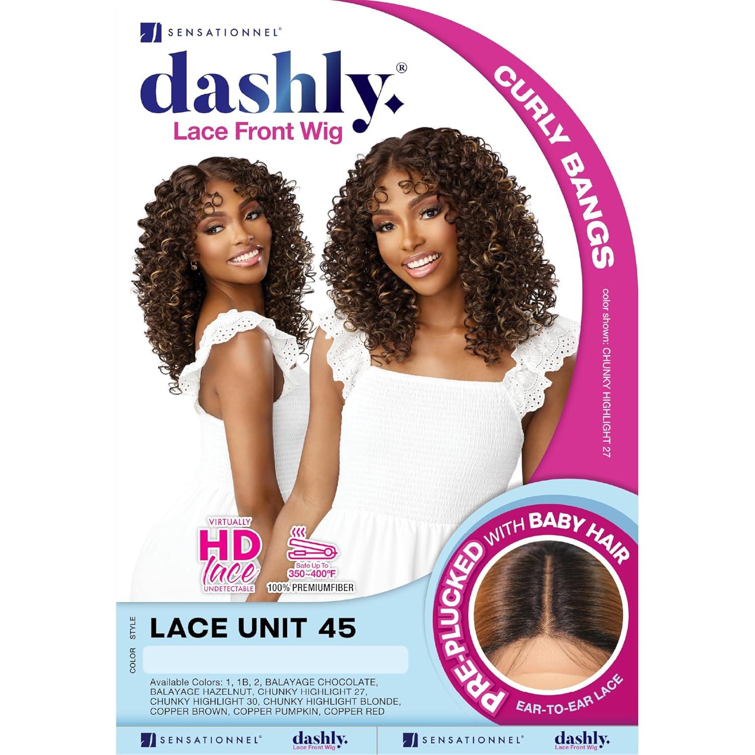 imageSensationnel Dashly Lace Front Wig Unit 45 Hand Tied Laceparting Ear to Ear Synthetic 1 JETBLACK1 JETBLACK