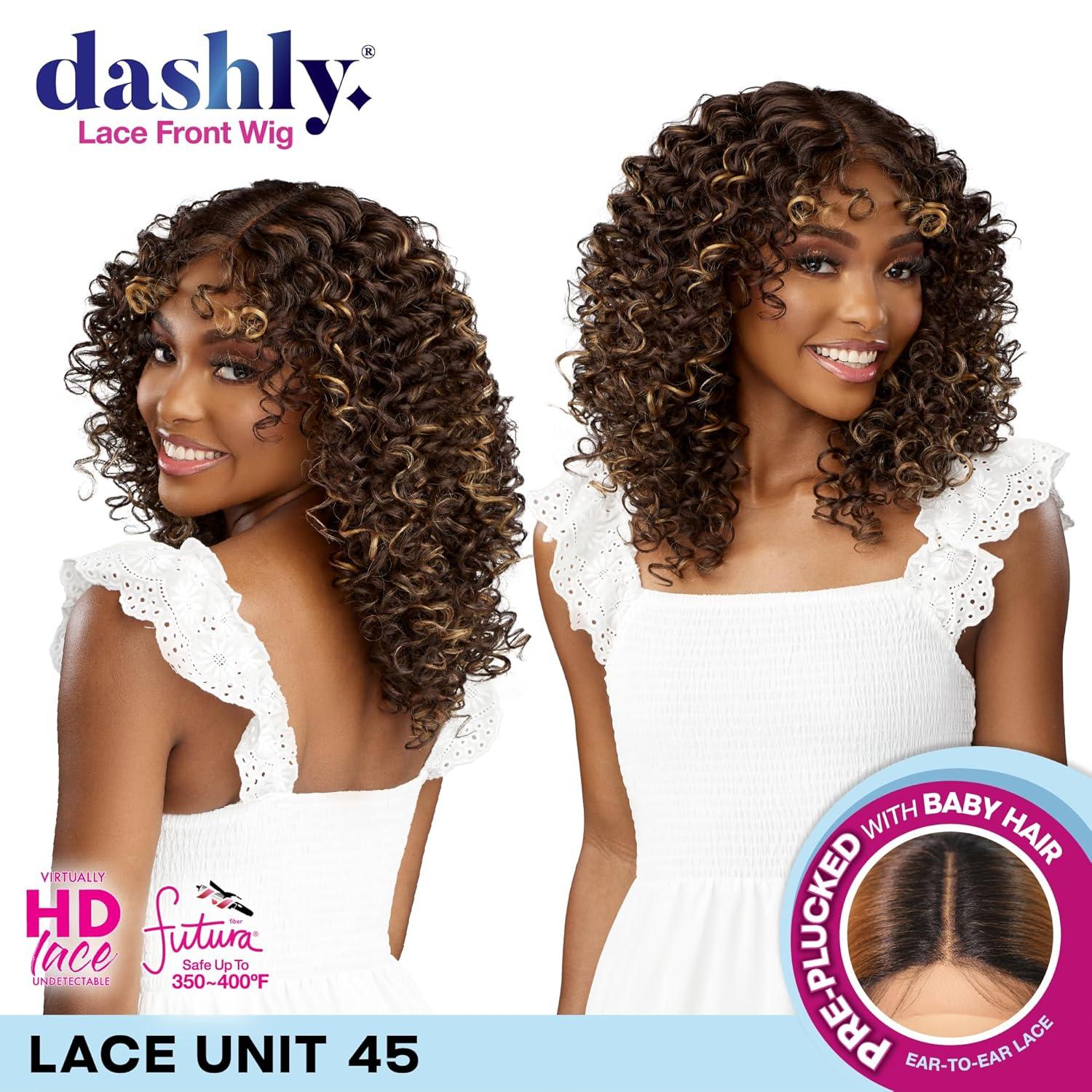 imageSensationnel Dashly Lace Front Wig Unit 45 Hand Tied Laceparting Ear to Ear Synthetic 1 JETBLACK1B OFFBLACK