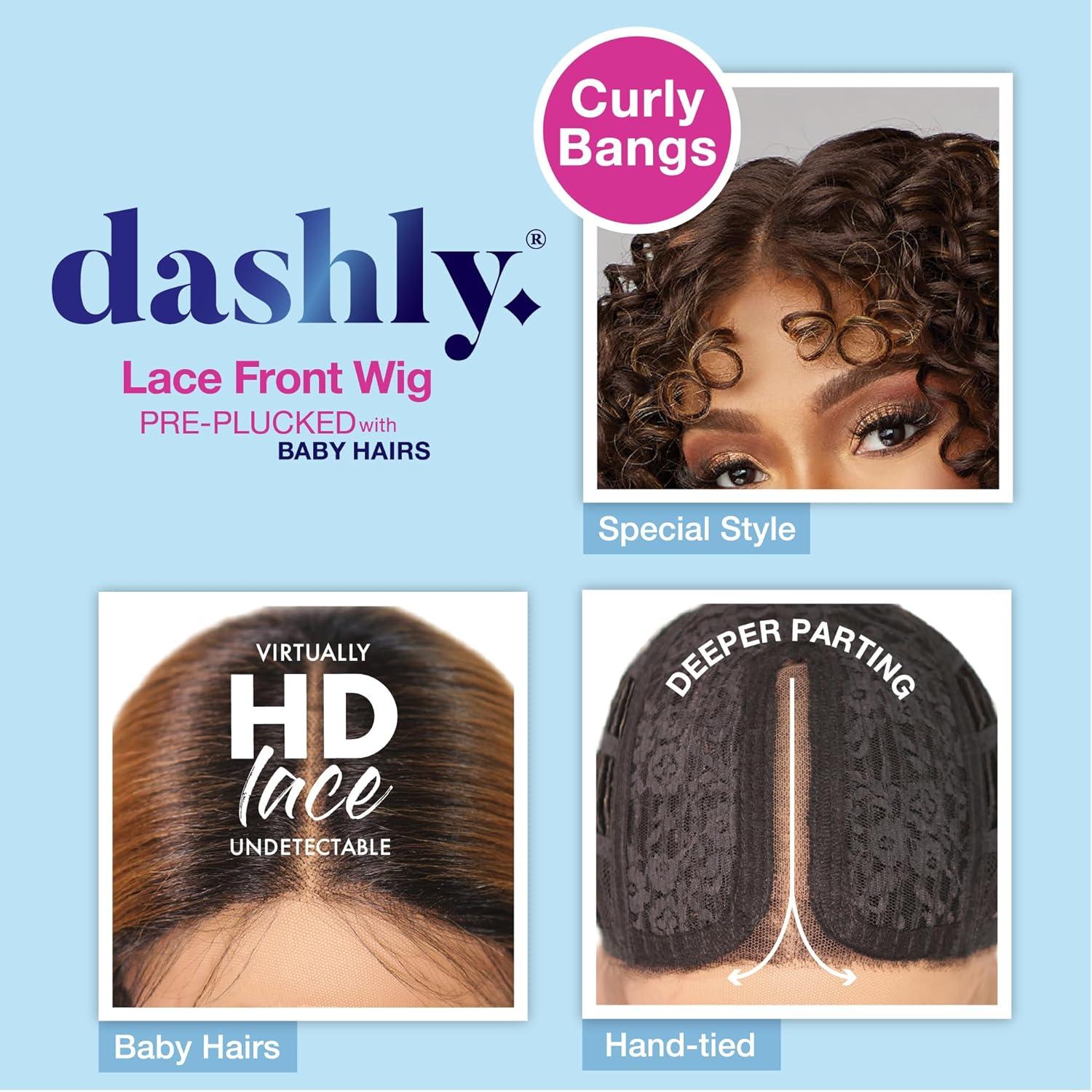 imageSensationnel Dashly Lace Front Wig Unit 45 Hand Tied Laceparting Ear to Ear Synthetic 1 JETBLACKCOPPERBROWN