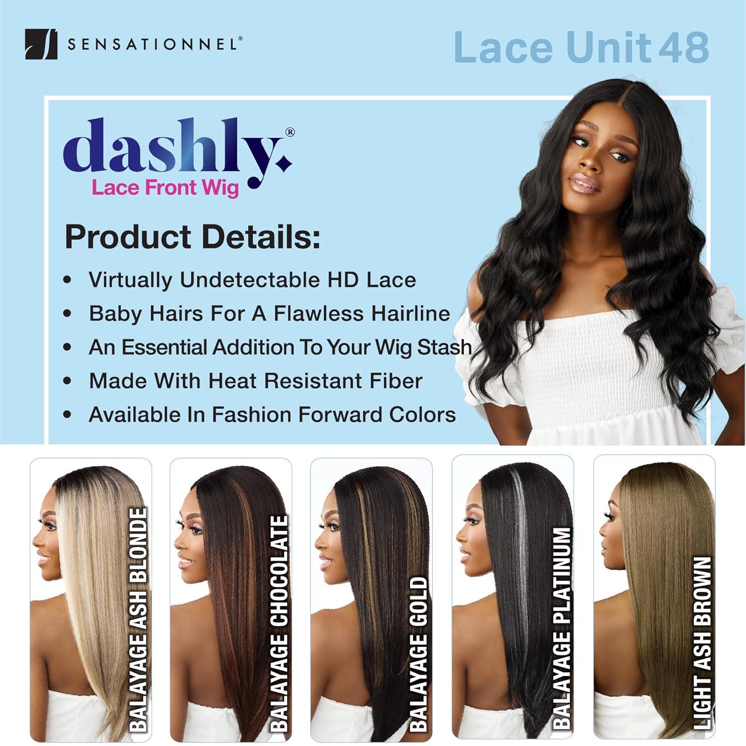 imageSensationnel Dashly Lace Front Wig Unit 48 Hand Tied Laceparting Ear to Ear Synthetic 1 JETBLACK2 DARKBROWN