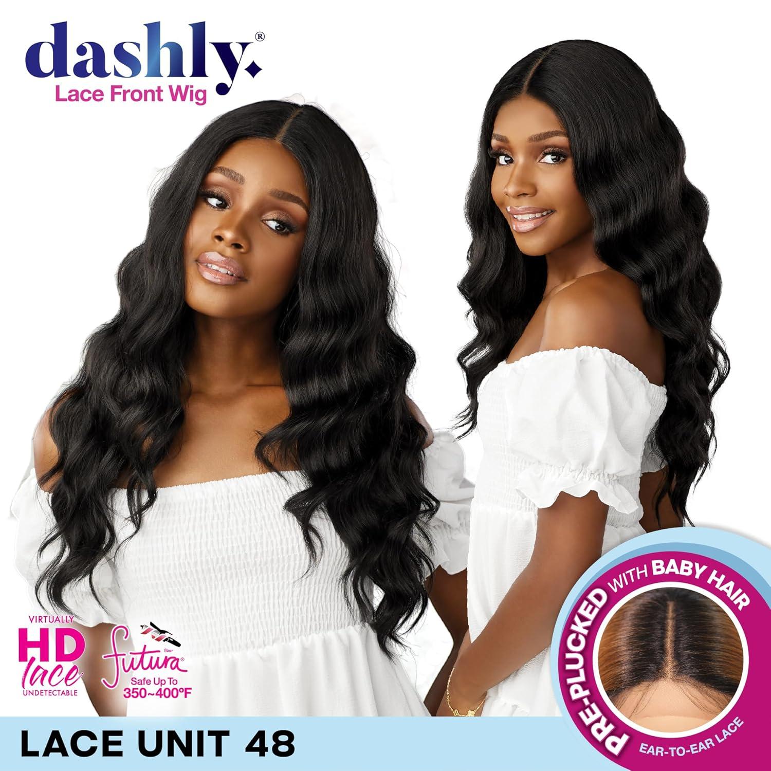 imageSensationnel Dashly Lace Front Wig Unit 48 Hand Tied Laceparting Ear to Ear Synthetic 1 JETBLACKLIGHTASHBROWN