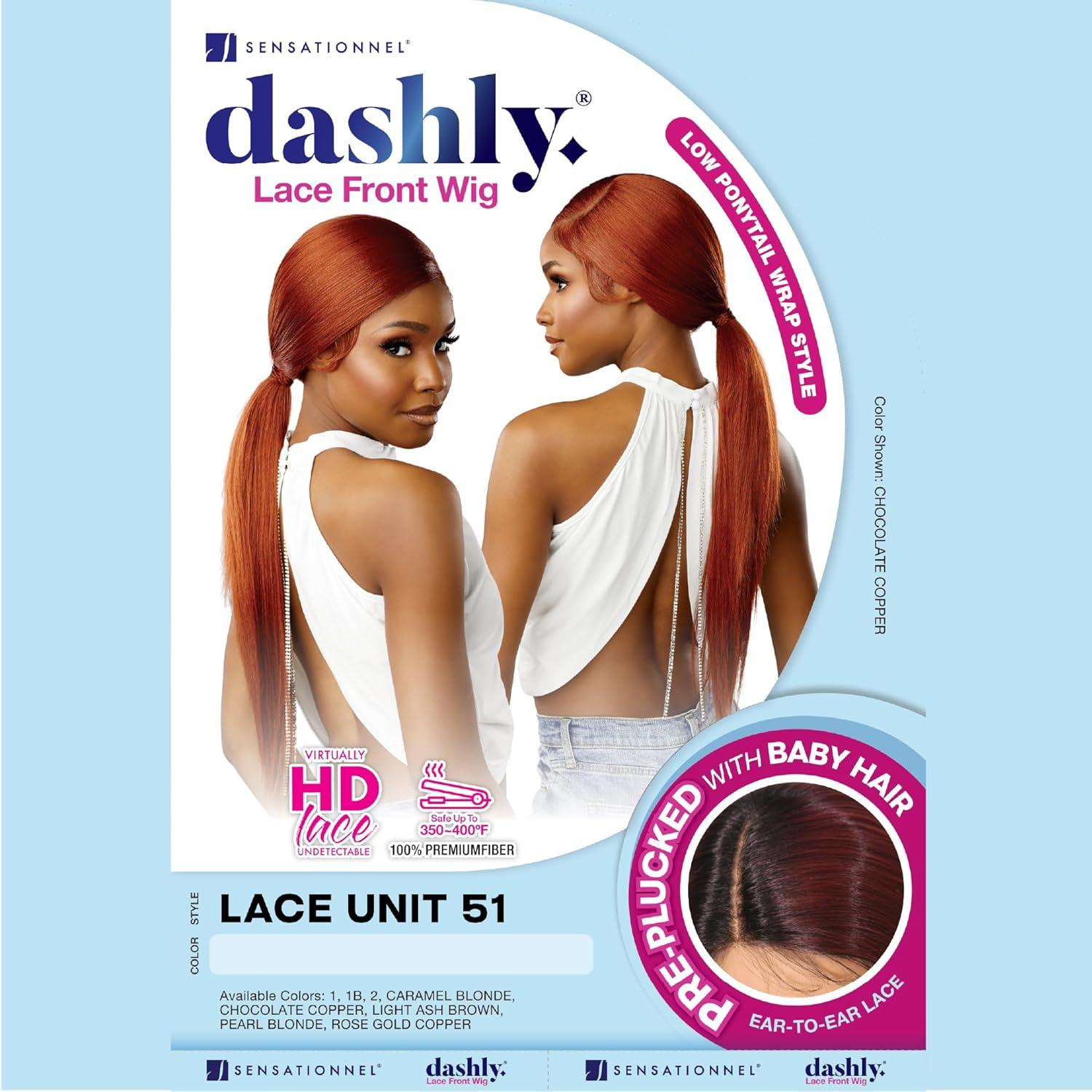 imageSensationnel Dashly Lace Front Wig Unit 51 Low Ponytail Wrap Style Hand Tied Laceparting Ear to Ear Synthetic 1 JETBLACKCHOCOLATECOPPER