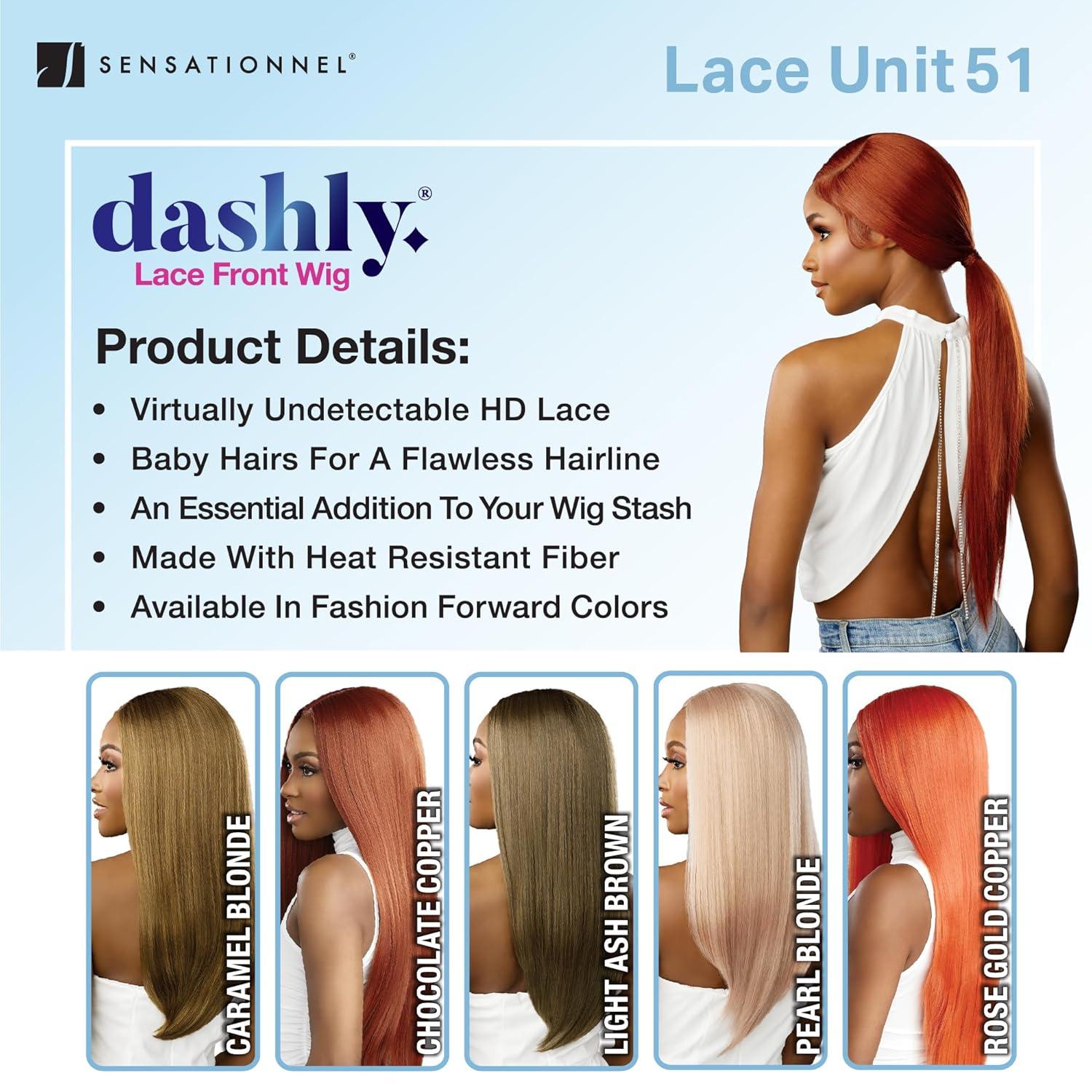 imageSensationnel Dashly Lace Front Wig Unit 51 Low Ponytail Wrap Style Hand Tied Laceparting Ear to Ear Synthetic 1 JETBLACKLIGHTASHBROWN
