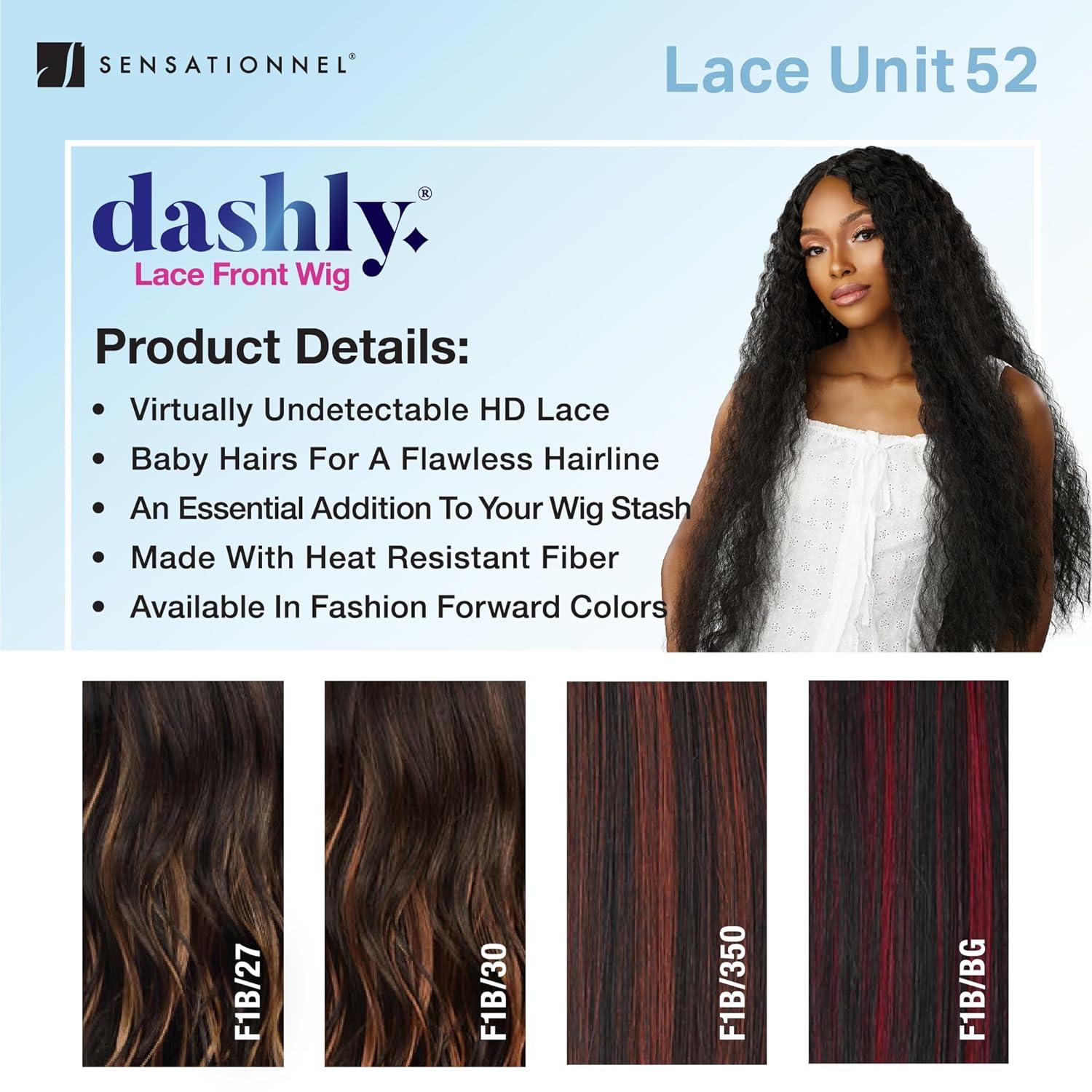 imageSensationnel Dashly Lace Front Wig Unit 52 Hand Tied Laceparting Ear to Ear Synthetic 1 JETBLACK2 DARKBROWN