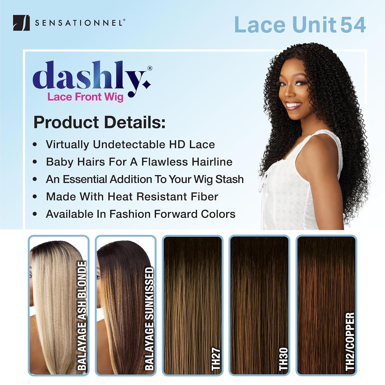imageSensationnel Dashly Lace Front Wig Unit 54 Hand Tied Laceparting Ear to Ear Synthetic 1 JETBLACKTH30