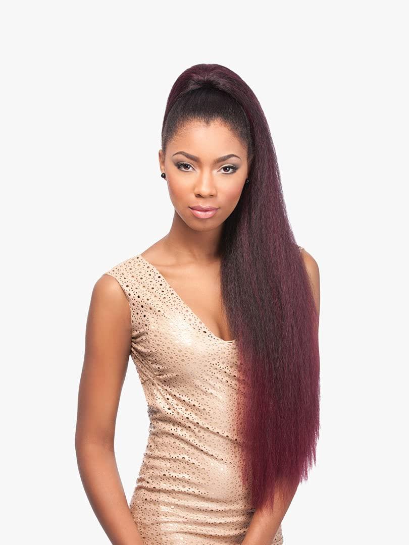 imageSensationnel Instant Pony Half Wig Perm Yaki 30 Inch Synthetic Updo with Adjustable Drawstring for Seamless 1 JETBLACK1 JETBLACK