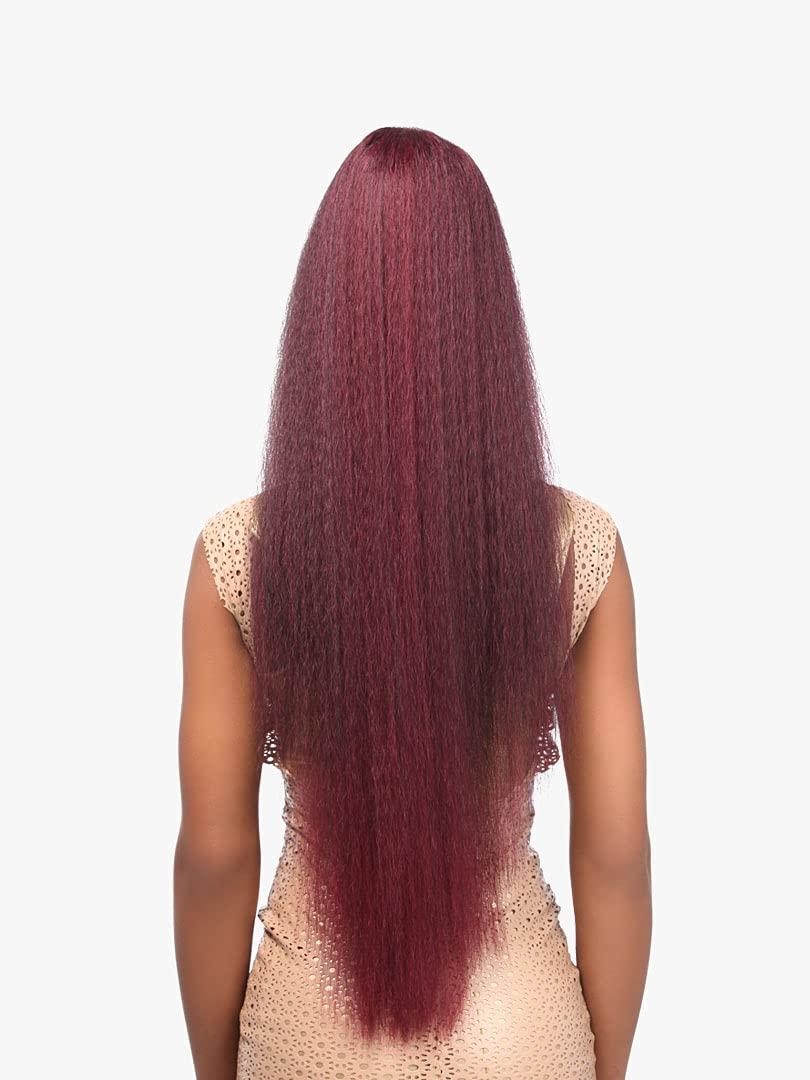 imageSensationnel Instant Pony Half Wig Perm Yaki 30 Inch Synthetic Updo with Adjustable Drawstring for Seamless 1 JETBLACK1 JETBLACK
