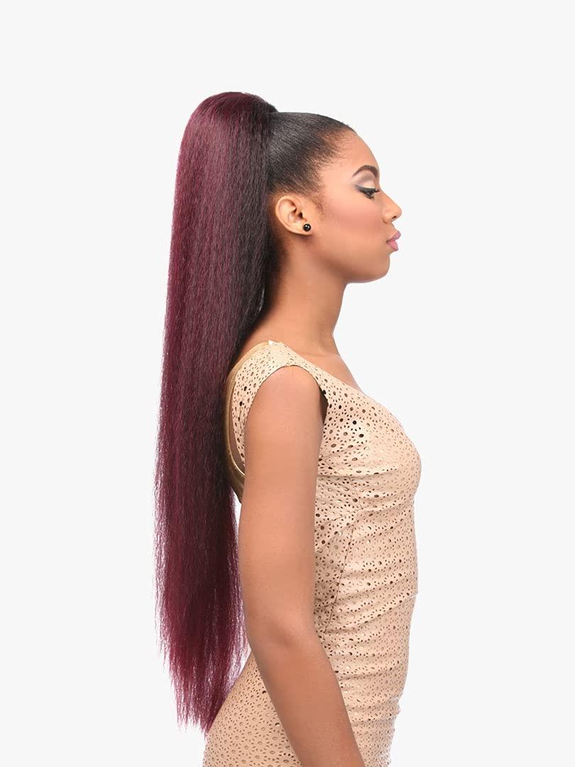 imageSensationnel Instant Pony Half Wig Perm Yaki 30 Inch Synthetic Updo with Adjustable Drawstring for Seamless 1 JETBLACK1 JETBLACK