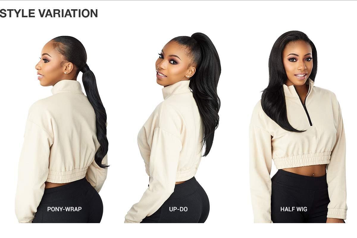imageSensationnel Instant Updown Halfwig Pony Iud 1 4 Style in 1 Half Wig And Pony Drawstring 1 JETBLACK2 DARKBROWN