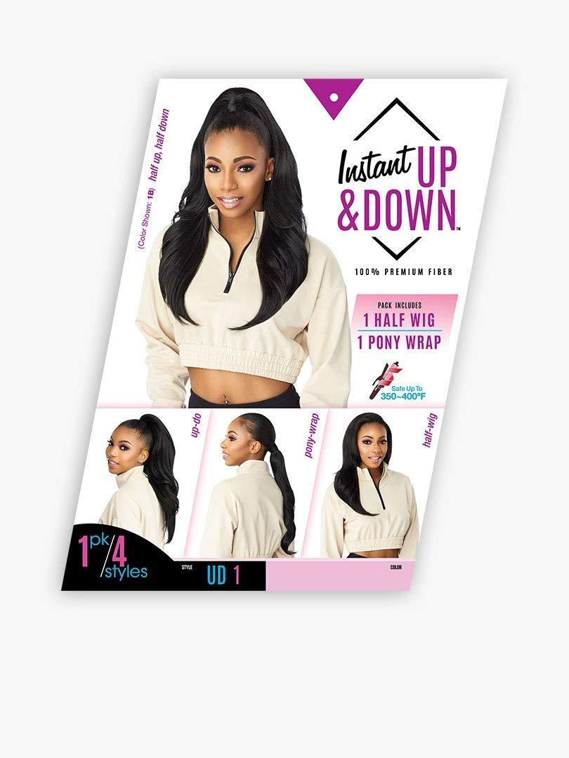 imageSensationnel Instant Updown Halfwig Pony Iud 1 4 Style in 1 Half Wig And Pony Drawstring 1 JETBLACKT2COPPER