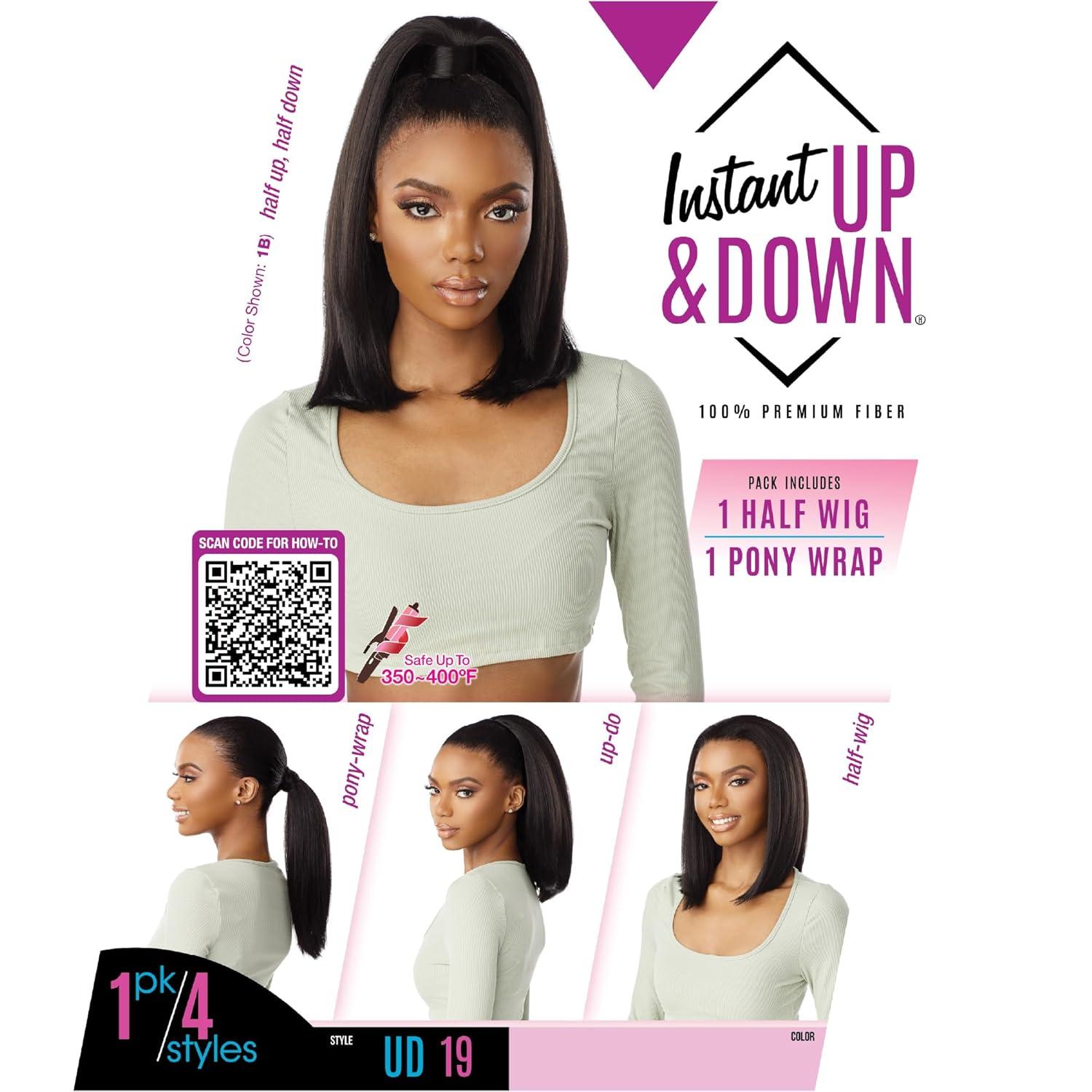imageSensationnel Instant Updown Halfwig Pony Iud 19 4 Style in 1 Half Wig And Pony Drawstring 1 JETBLACK4 MEDBROWN