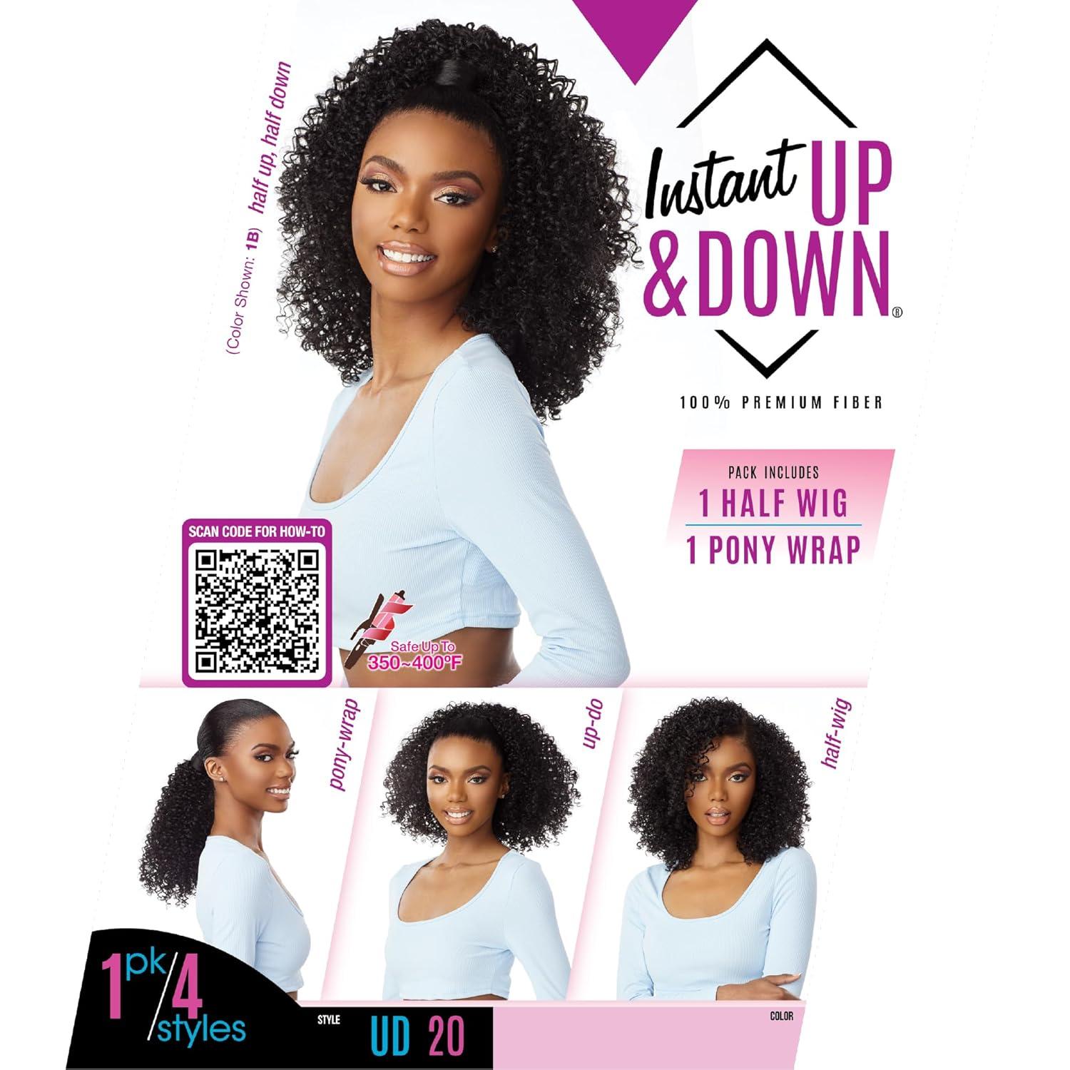 imageSensationnel Instant Updown Halfwig Pony Iud 20 4 Style in 1 Half Wig And Pony Drawstring 1 JETBLACK2 DARKBROWN