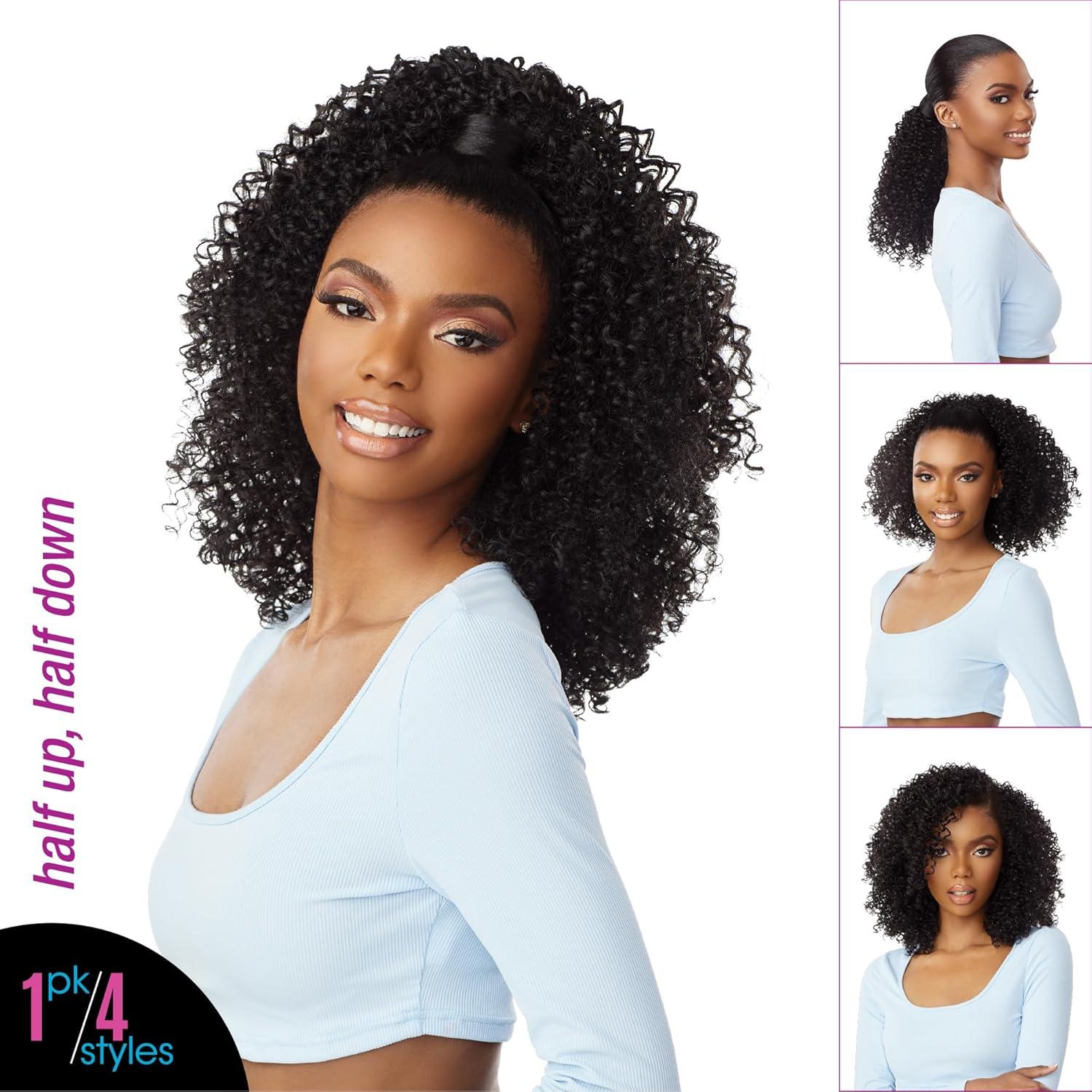 imageSensationnel Instant Updown Halfwig Pony Iud 20 4 Style in 1 Half Wig And Pony Drawstring 1 JETBLACK2 DARKBROWN