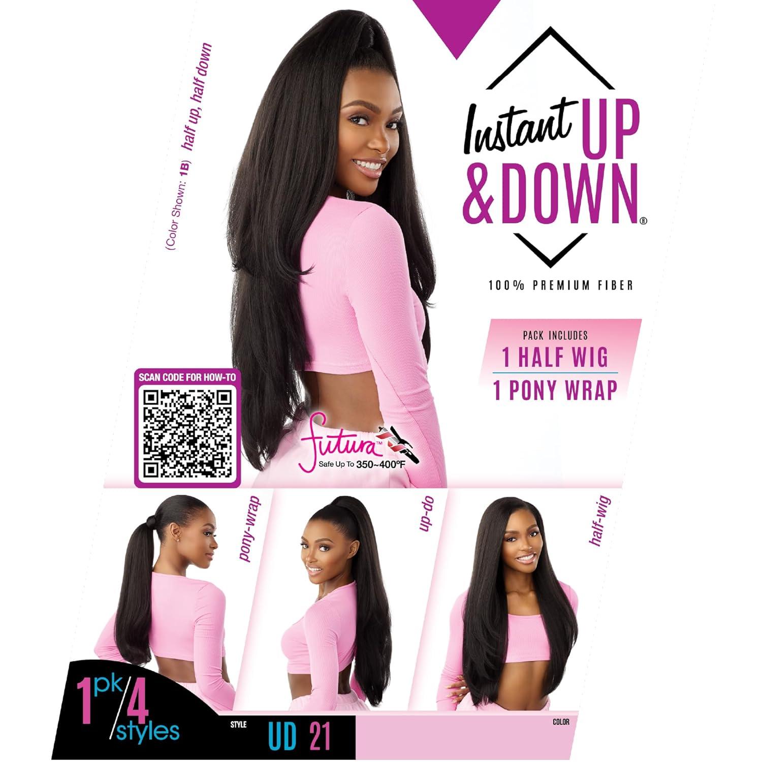 imageSensationnel Instant Updown Halfwig Pony Iud 21 4 Style in 1 Half Wig And Pony Drawstring 1 JETBLACKBALAYAGECARAMEL