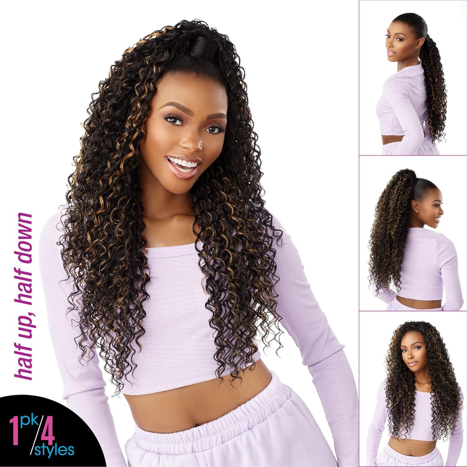 imageSensationnel Instant Updown Halfwig Pony Iud 22 4 Style in 1 Half Wig And Pony Drawstring 1 JETBLACK2 DARKBROWN
