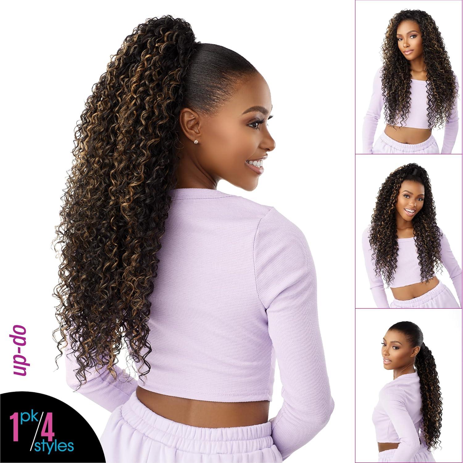 imageSensationnel Instant Updown Halfwig Pony Iud 22 4 Style in 1 Half Wig And Pony Drawstring 1 JETBLACKTH2COPPER