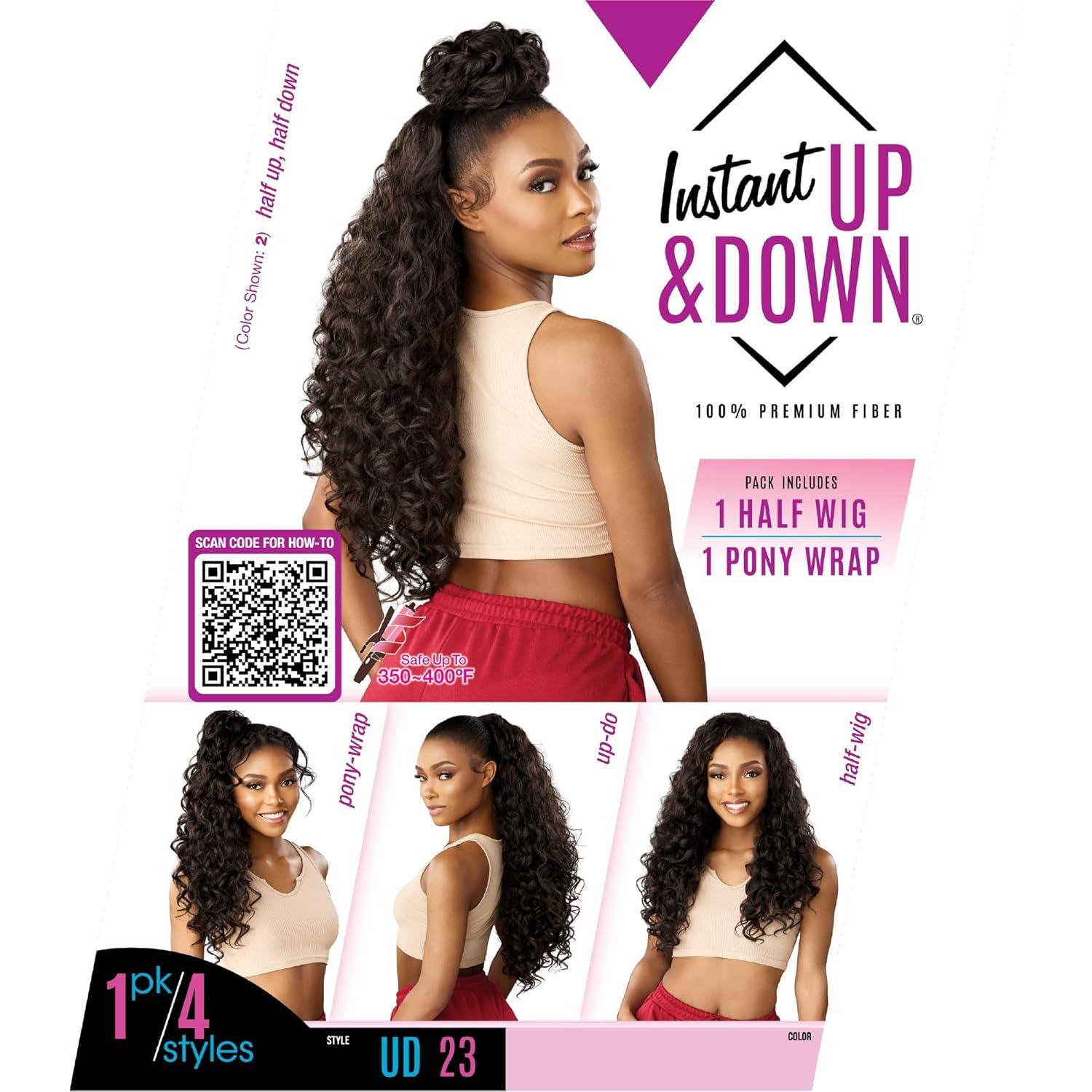 imageSensationnel Instant Updown Halfwig Pony Iud 23 4 Style in 1 Half Wig And Pony Drawstring 1 JETBLACK1 JETBLACK