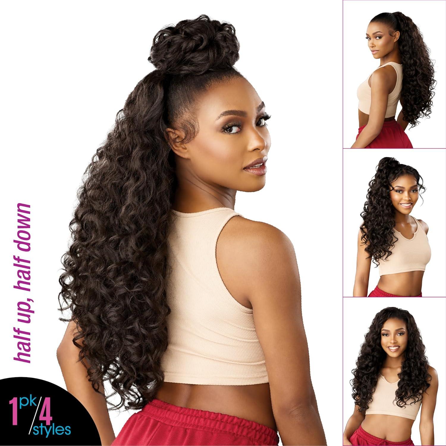 imageSensationnel Instant Updown Halfwig Pony Iud 23 4 Style in 1 Half Wig And Pony Drawstring 1 JETBLACKBALAYAGESUNKISSED