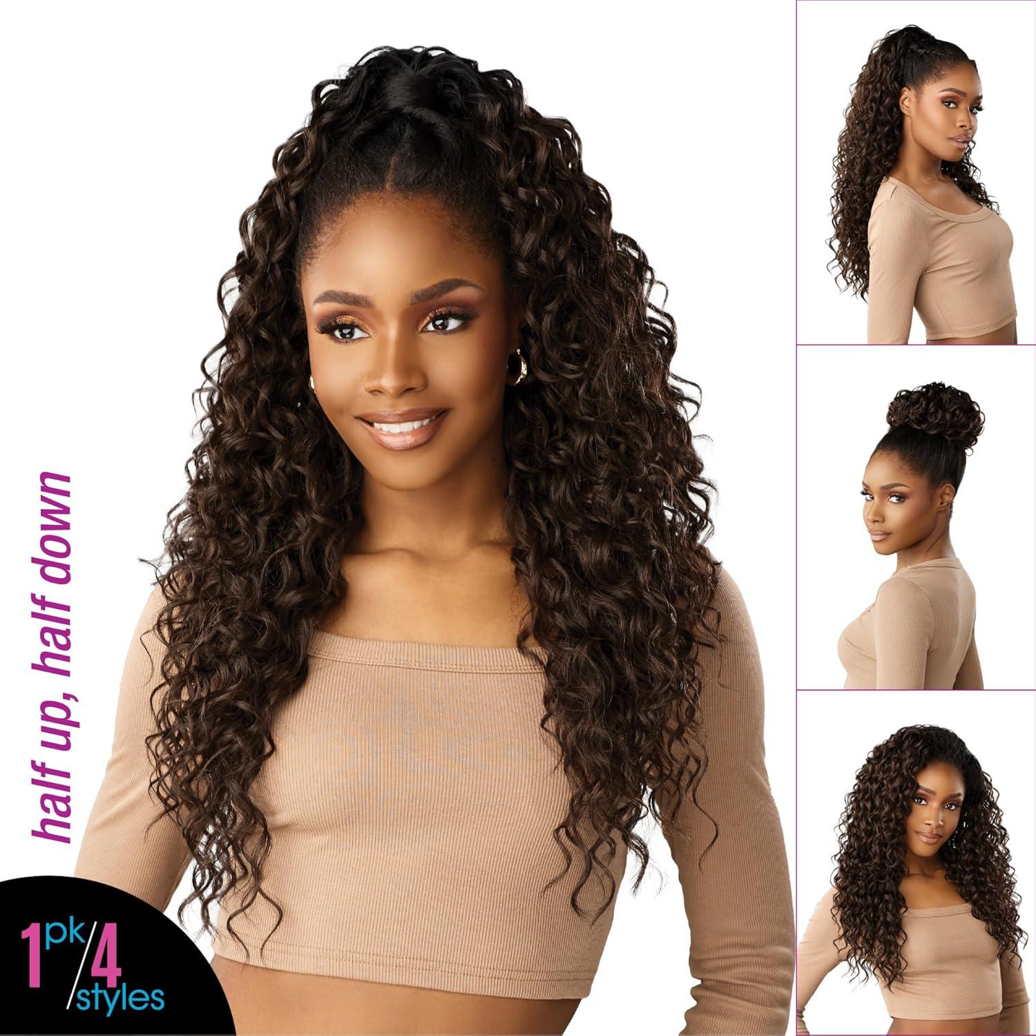 imageSensationnel Instant Updown Halfwig Pony Iud 24 4 Style in 1 Half Wig And Pony Drawstring 1 JETBLACK2 DARKBROWN