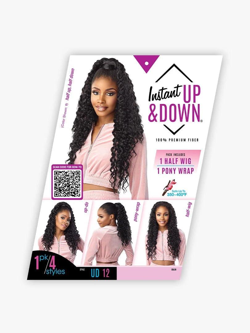 imageSensationnel Instant Updown Halfwig Pony Unit 12 4 Style in 1 Half Wig and Pony Wrap 1 JETBLACKT1B4