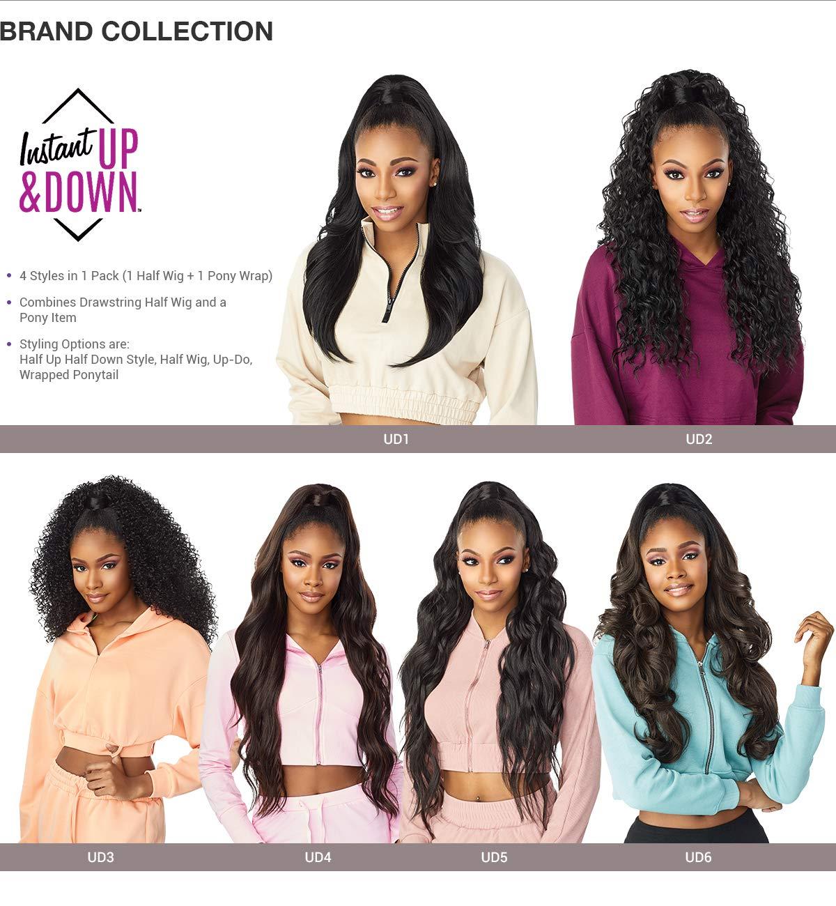 imageSensationnel Instant Updown Halfwig Pony Unit 5 4 Style in 1 Half Wig and Pony Wrap 4 MEDBROWNT2BG