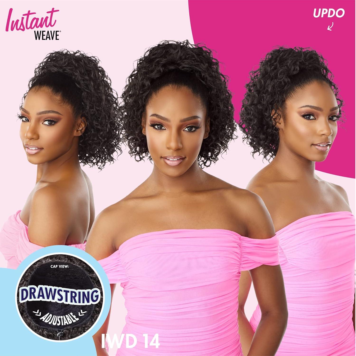 imageSensationnel Instant Weave Half Wig 14 Synthetic Blendwig Adjustable Drawstring for Seamless Hair Blending 1 JETBLACK2 DARKBROWN