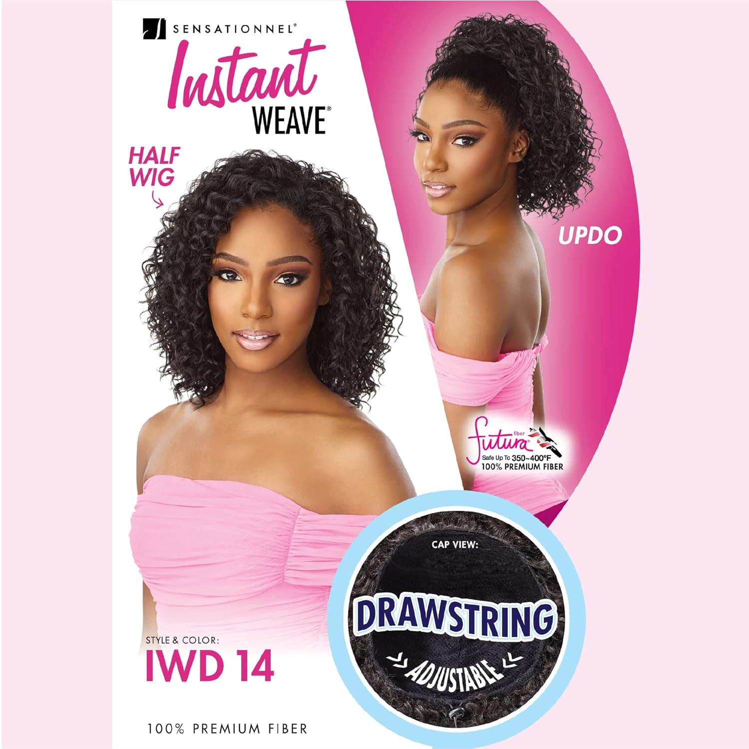 imageSensationnel Instant Weave Half Wig 14 Synthetic Blendwig Adjustable Drawstring for Seamless Hair Blending 1 JETBLACK2 DARKBROWN