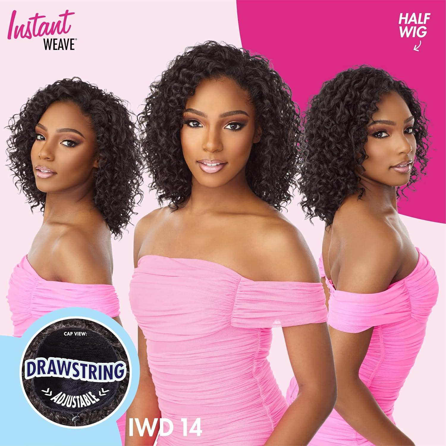 imageSensationnel Instant Weave Half Wig 14 Synthetic Blendwig Adjustable Drawstring for Seamless Hair Blending 1 JETBLACK2 DARKBROWN