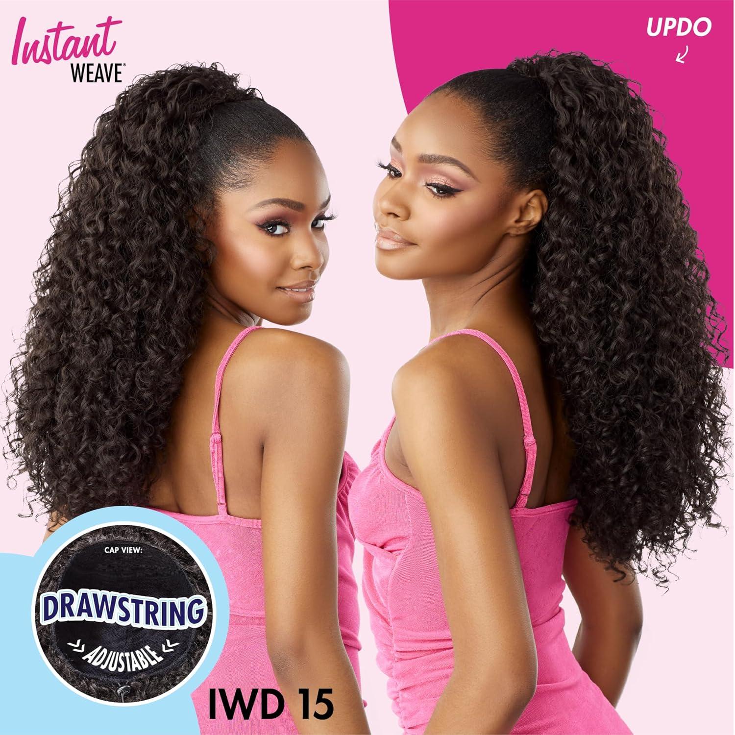 imageSensationnel Instant Weave Half Wig 15 Synthetic Blendwig Adjustable Drawstring for Seamless Hair Blending 1 JETBLACK4 MEDBROWN