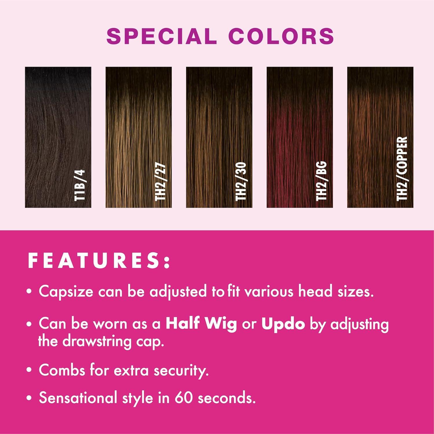 imageSensationnel Instant Weave Half Wig 15 Synthetic Blendwig Adjustable Drawstring for Seamless Hair Blending 1 JETBLACKTH227