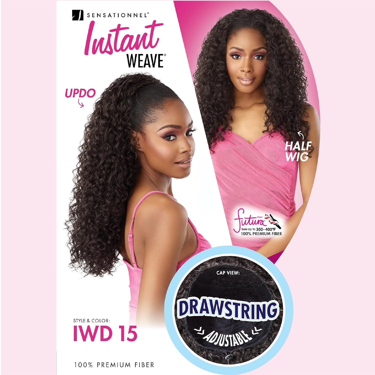 imageSensationnel Instant Weave Half Wig 15 Synthetic Blendwig Adjustable Drawstring for Seamless Hair Blending 1 JETBLACKTH230