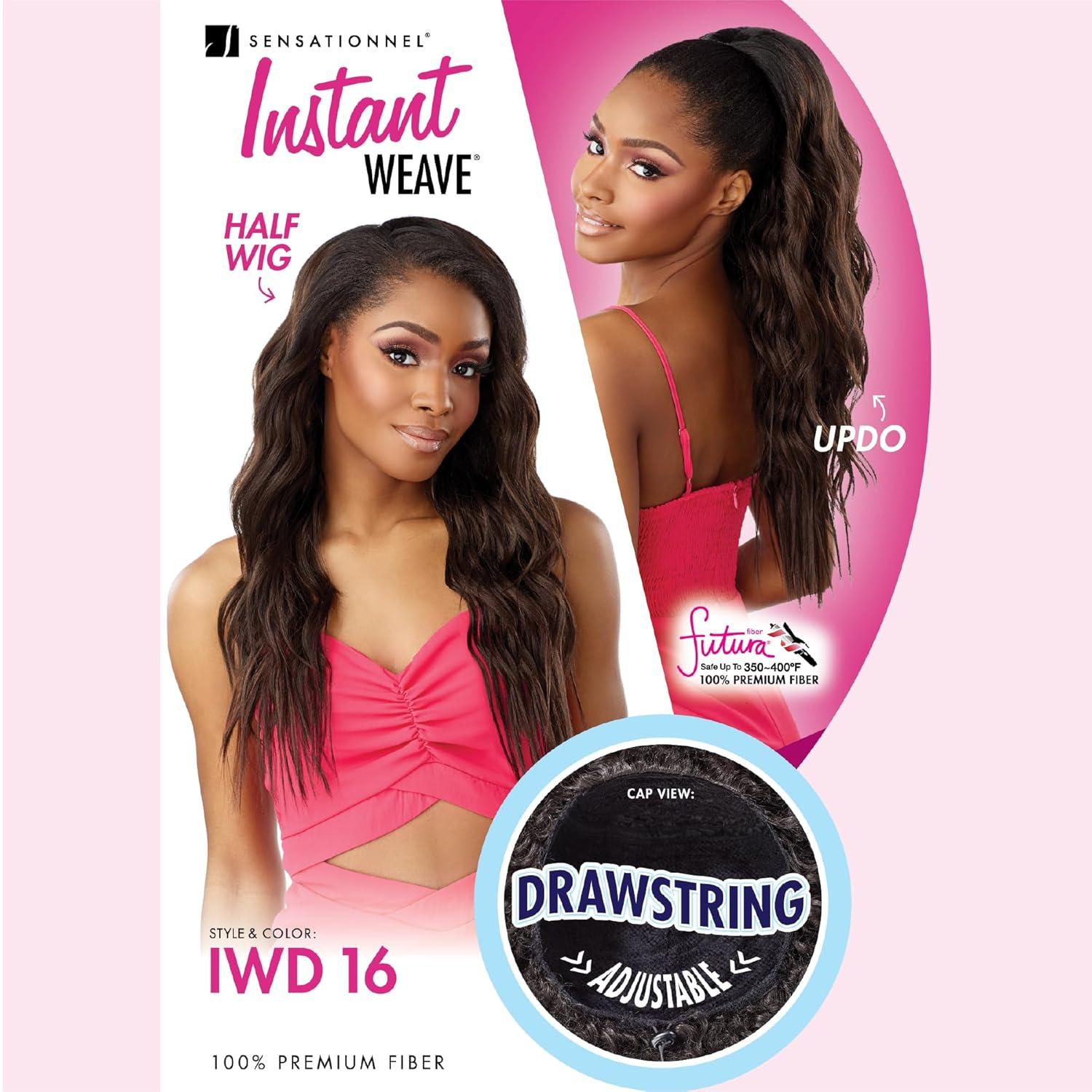 imageSensationnel Instant Weave Half Wig 16 Synthetic Blendwig Adjustable Drawstring for Seamless Hair Blending T230T2BG