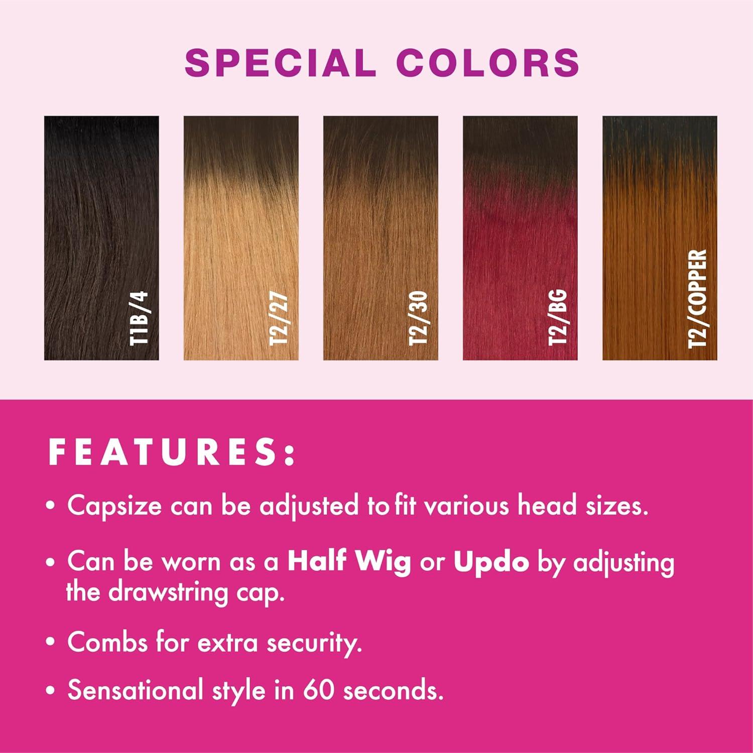 imageSensationnel Instant Weave Half Wig 16 Synthetic Blendwig Adjustable Drawstring for Seamless Hair Blending T230T2COPPER