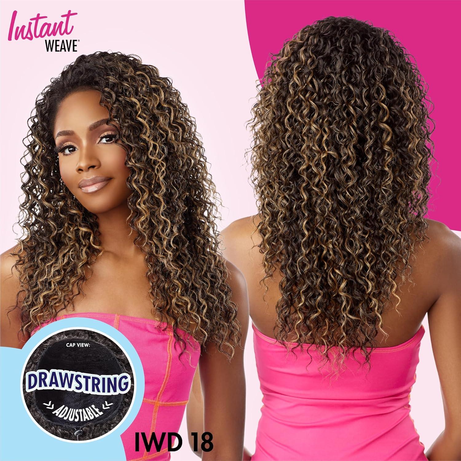 imageSensationnel Instant Weave Half Wig 18 Synthetic Blendwig Adjustable Drawstring for Seamless Hair Blending 1 JETBLACK1B OFFBLACK