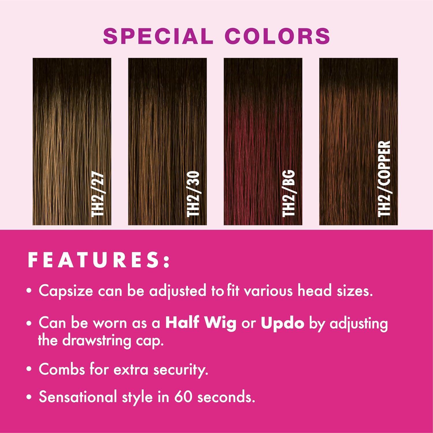 imageSensationnel Instant Weave Half Wig 18 Synthetic Blendwig Adjustable Drawstring for Seamless Hair Blending 1 JETBLACKTH227