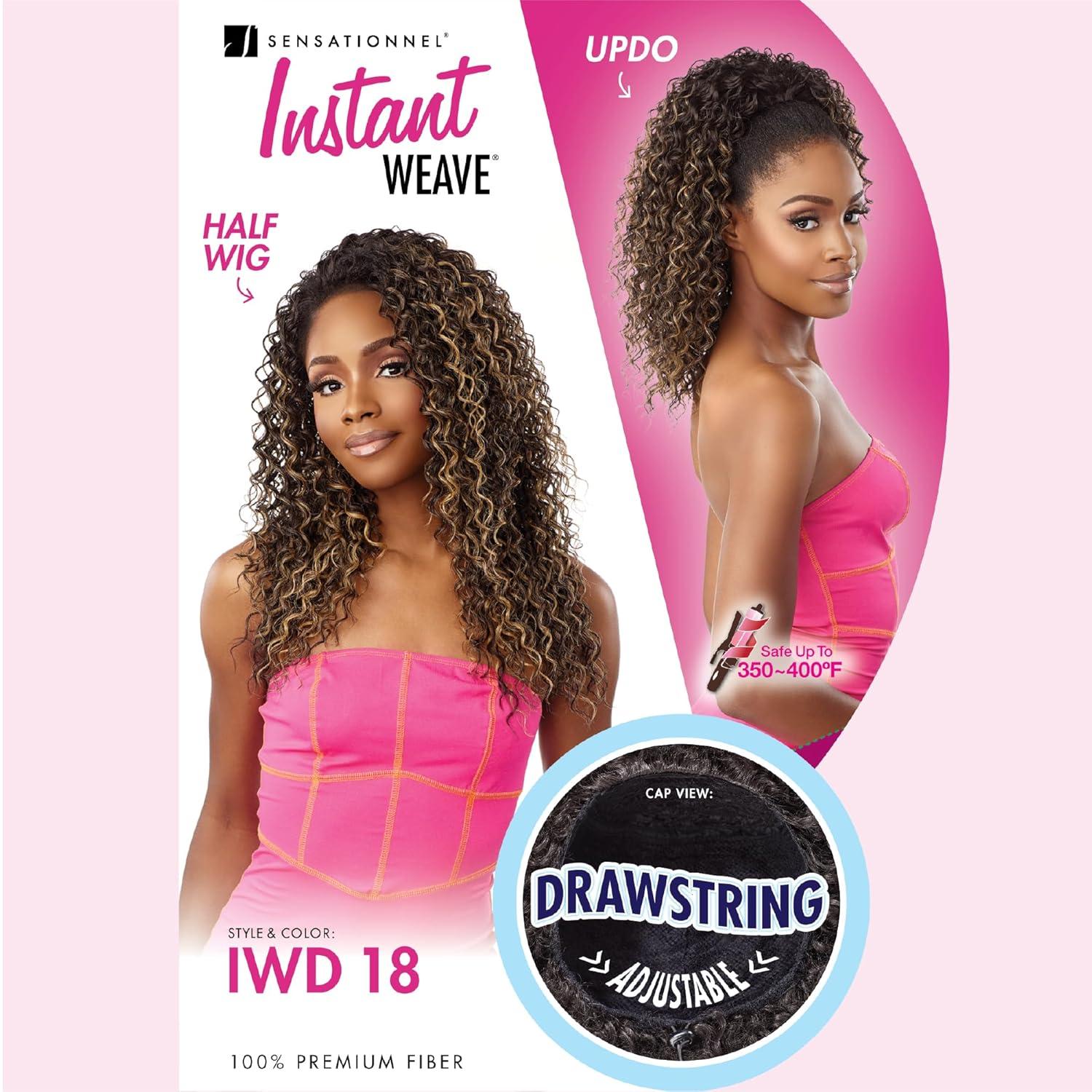 imageSensationnel Instant Weave Half Wig 18 Synthetic Blendwig Adjustable Drawstring for Seamless Hair Blending 1 JETBLACKTH230